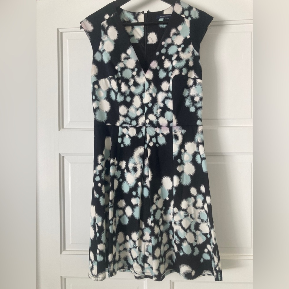 French Connection blue, white and aqua dotted dress